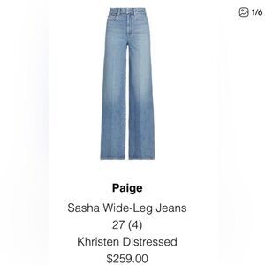 PAIGE Sasha Wide-Leg Jeans in Khristen Distressed 27
